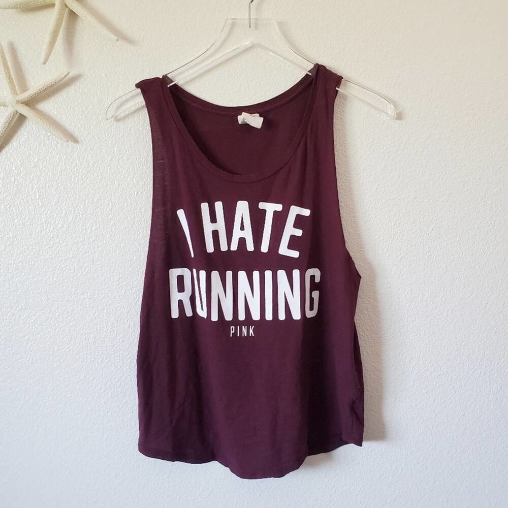 Pink Victoria Secret I Hate Running Tank Size XS